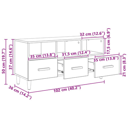 vidaXL TV-Schränk Schwarz Eichen-Optik 102 x 36 x 50 cm Holzwerkstoff
