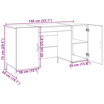 vidaXL Schreibtisch mit Tür Altholz 140 x 50 x 75 cm Holzwerkstoff