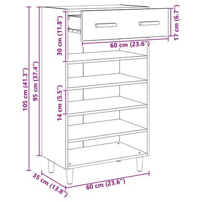 Schuhschrank mit Regal Schwarz Eichen-Optik 60 x 35 x 105 cm