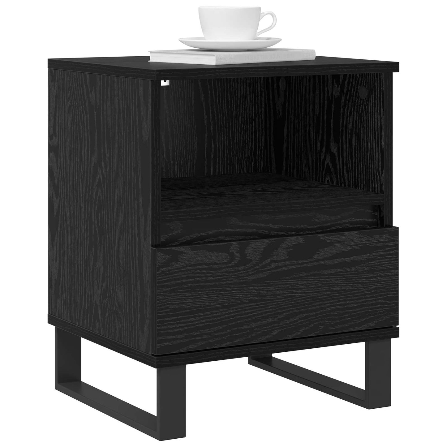 vidaXL Bettschrank Schwarz Eichen-Optik 40 x 35 x 50 cm Holzwerkstoff