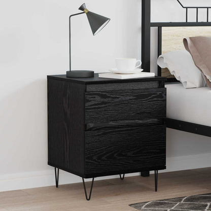 vidaXL Bettschrank Schwarz Eichen-Optik 40 x 35 x 50 cm Holzwerkstoff