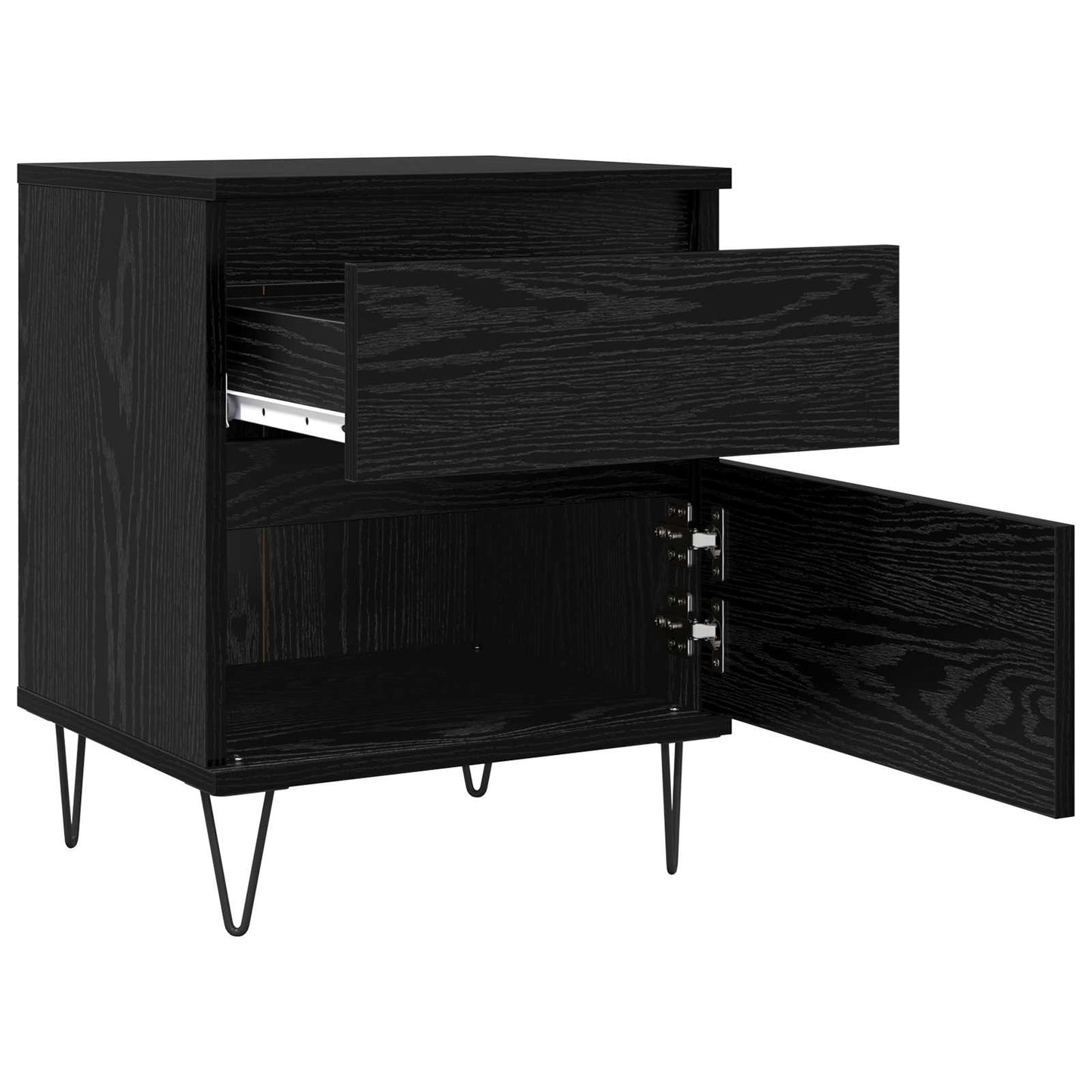 vidaXL Bettschrank Schwarz Eichen-Optik 40 x 35 x 50 cm Holzwerkstoff