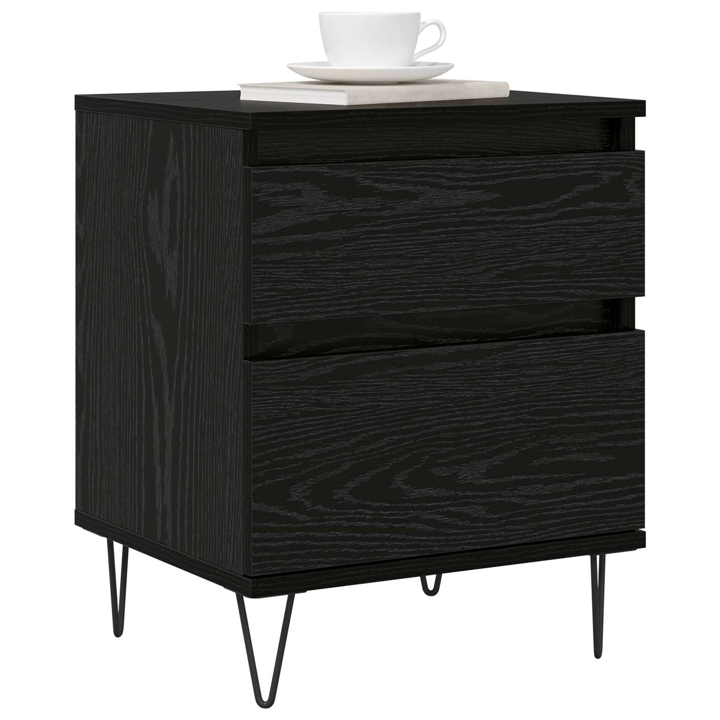 vidaXL Bettschrank Schwarz Eichen-Optik 40 x 35 x 50 cm Holzwerkstoff