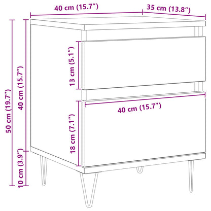vidaXL Bettschrank Schwarz Eichen-Optik 40 x 35 x 50 cm Holzwerkstoff