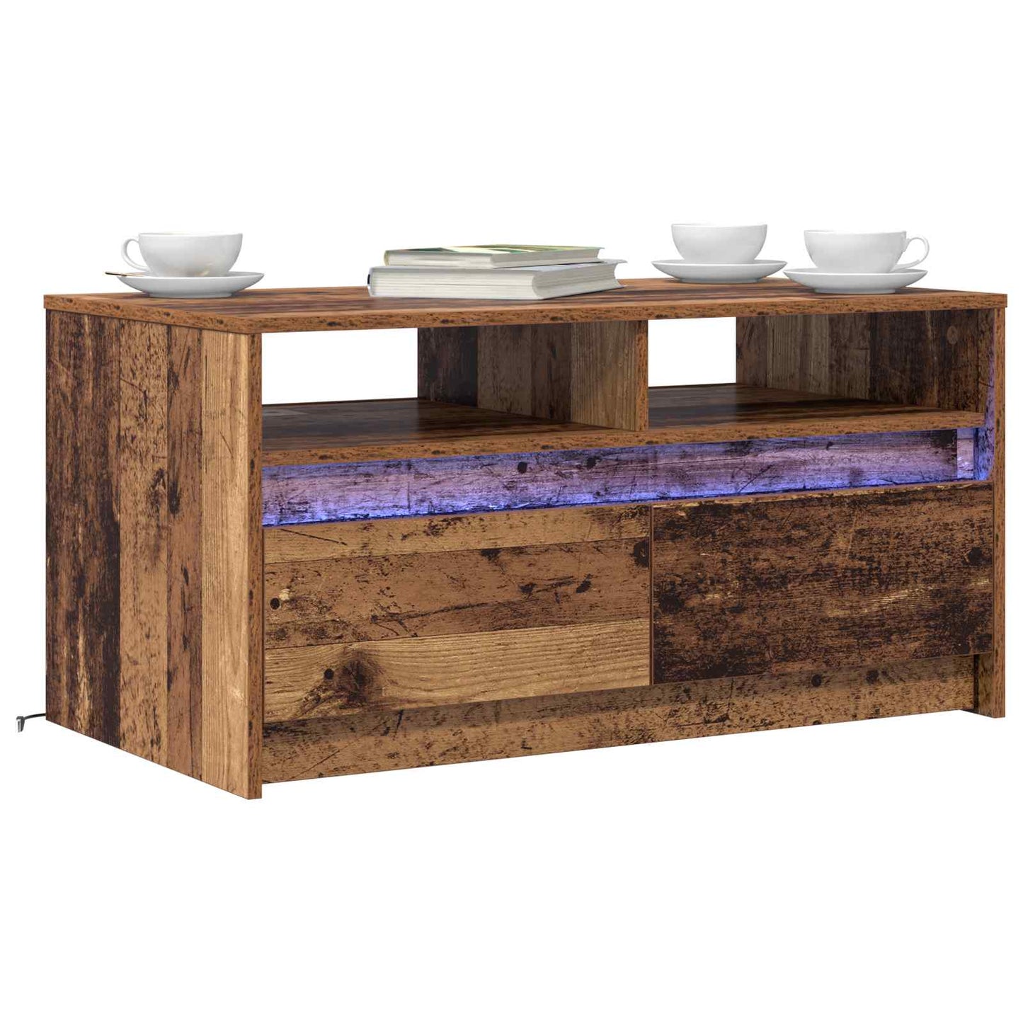 Couchtisch mit Schubladen Altholz 90 x 50 x 45 cm Holzwerkstoff