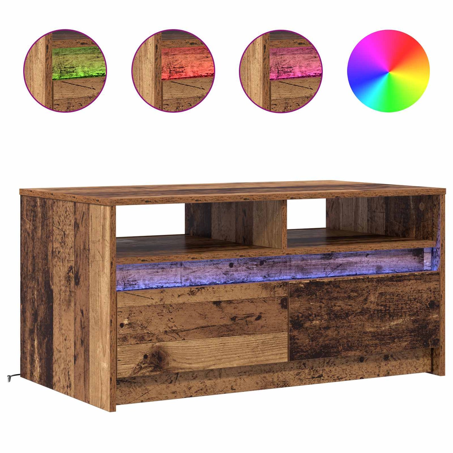 Couchtisch mit Schubladen Altholz 90 x 50 x 45 cm Holzwerkstoff