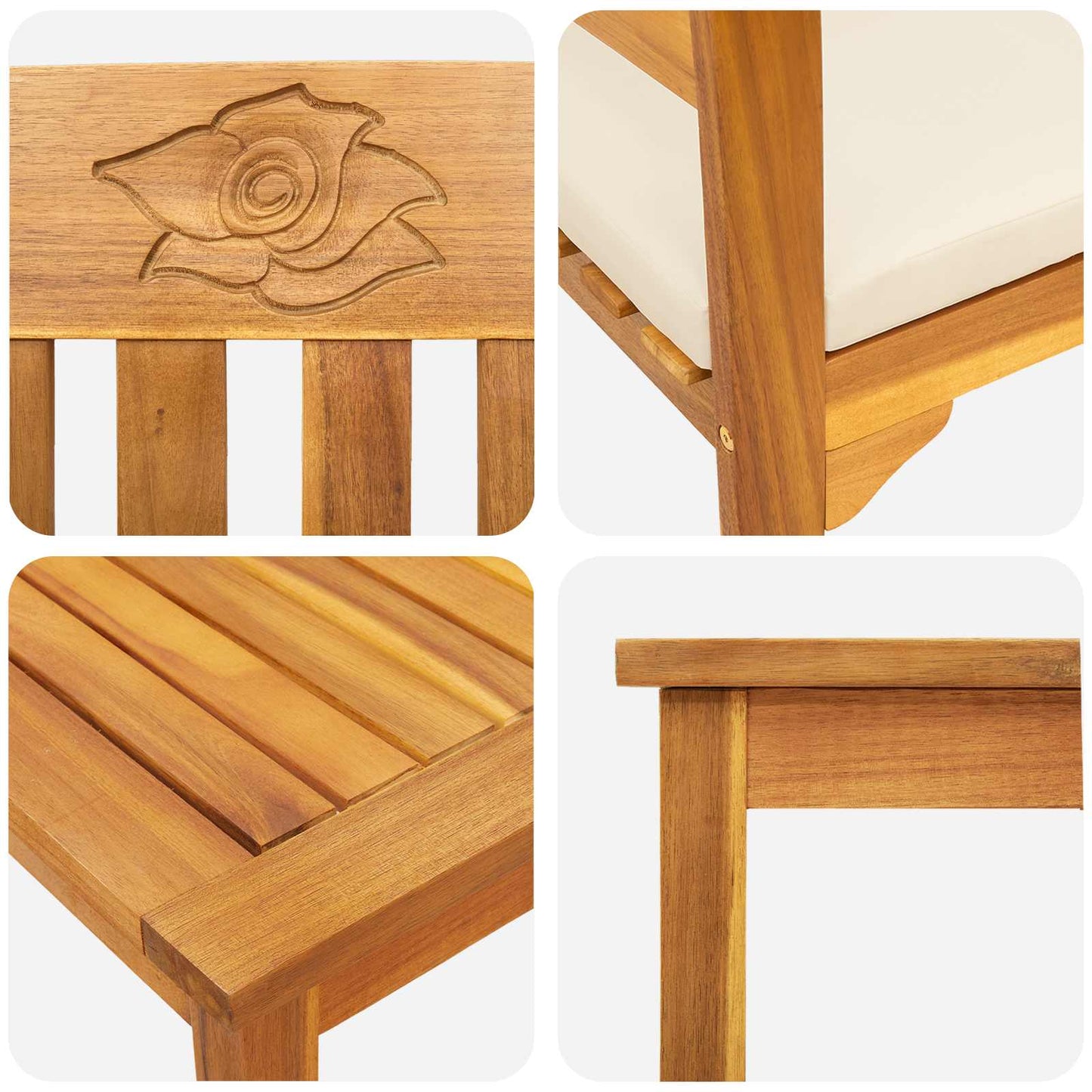 vidaXL Gartenrosen-Lounge-Set 4 pcs Natur Massivholz Akazie