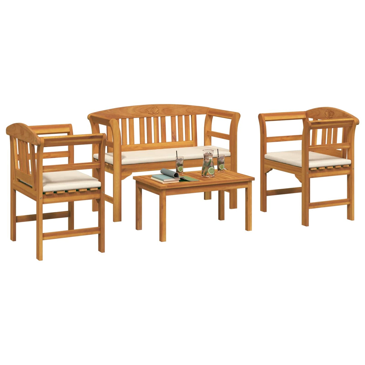 vidaXL Gartenrosen-Lounge-Set 4 pcs Natur Massivholz Akazie