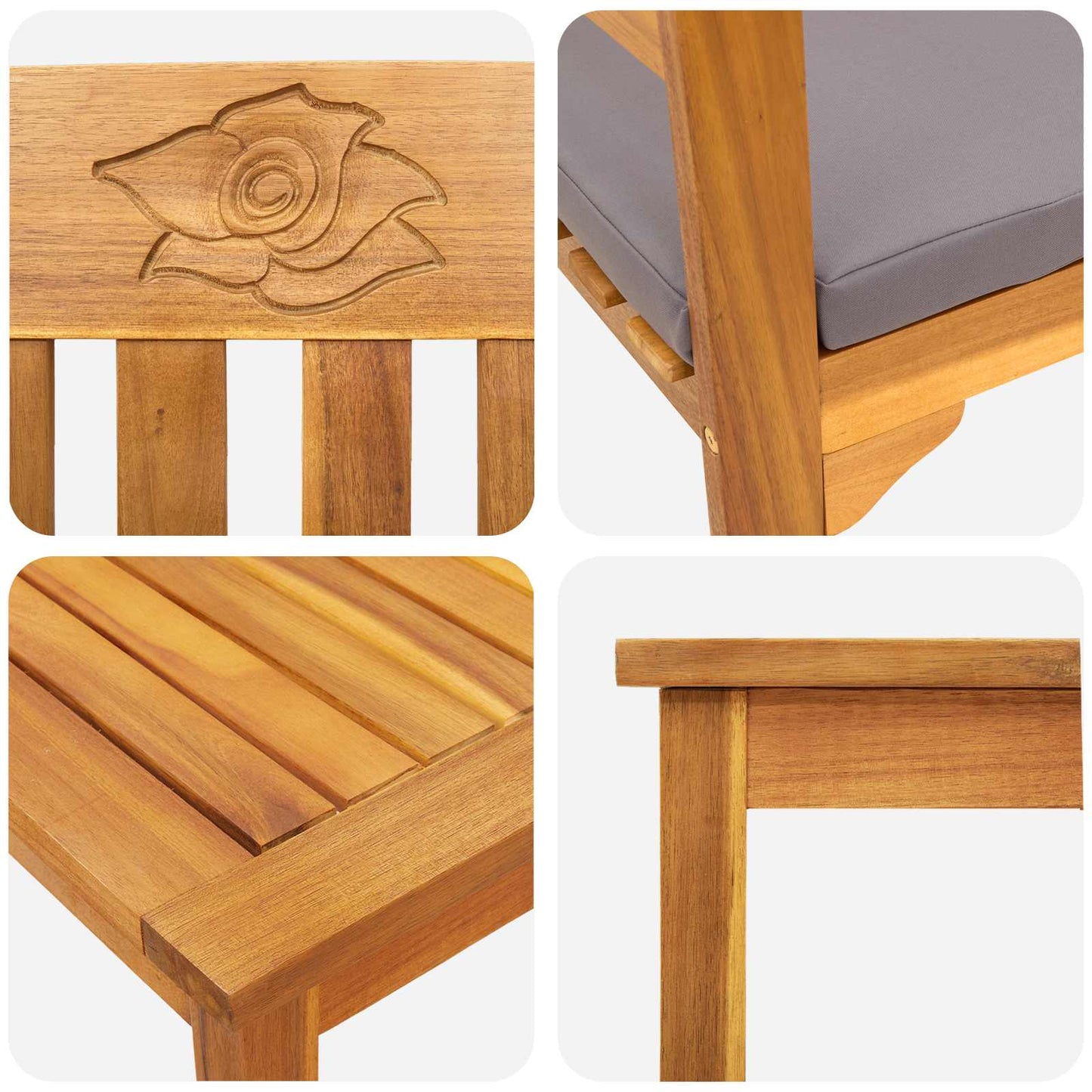 vidaXL Gartenrosen-Lounge-Set 4 pcs Natur Massivholz Akazie