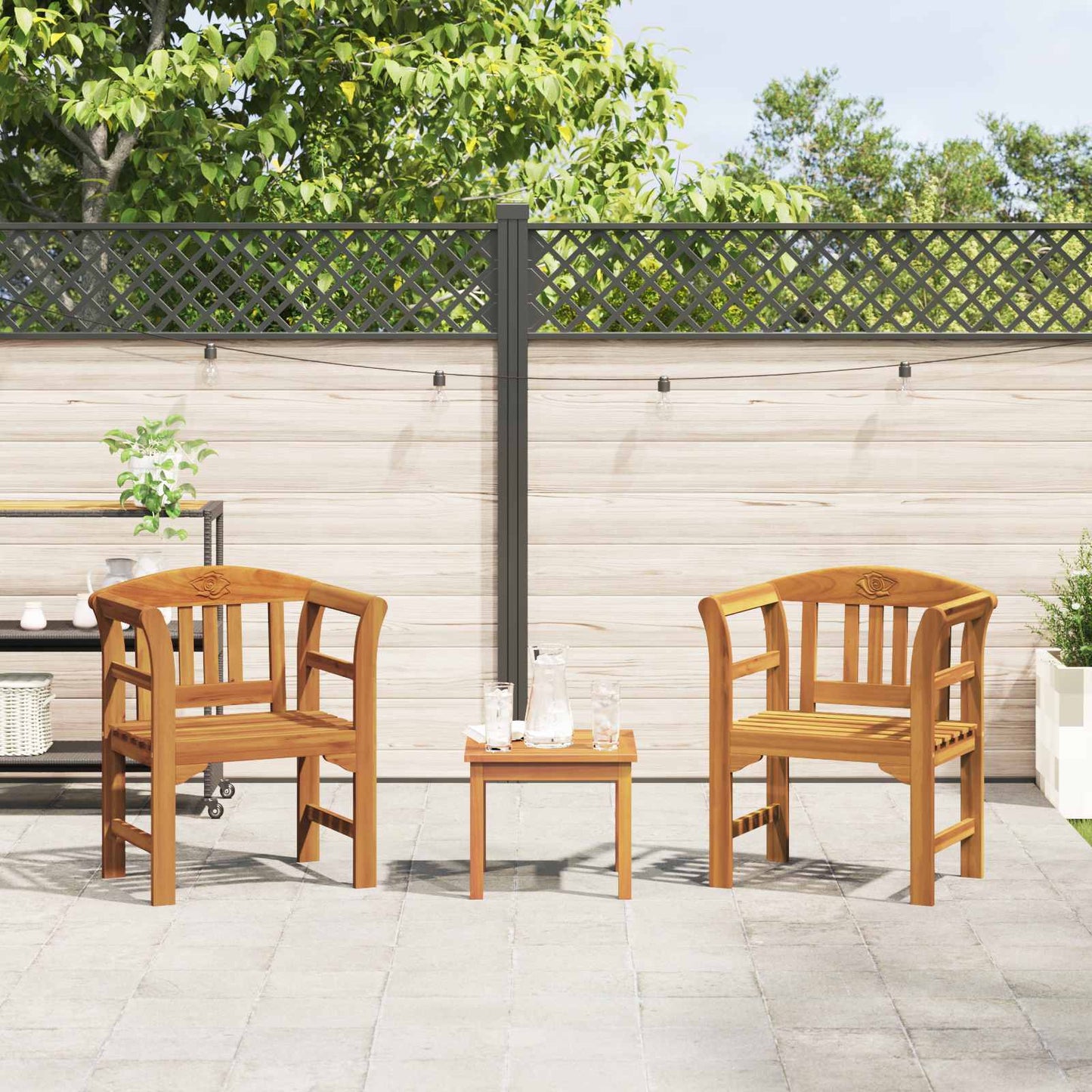 Gartenrosen-Lounge-Set 3 pcs Massivholz Akazie