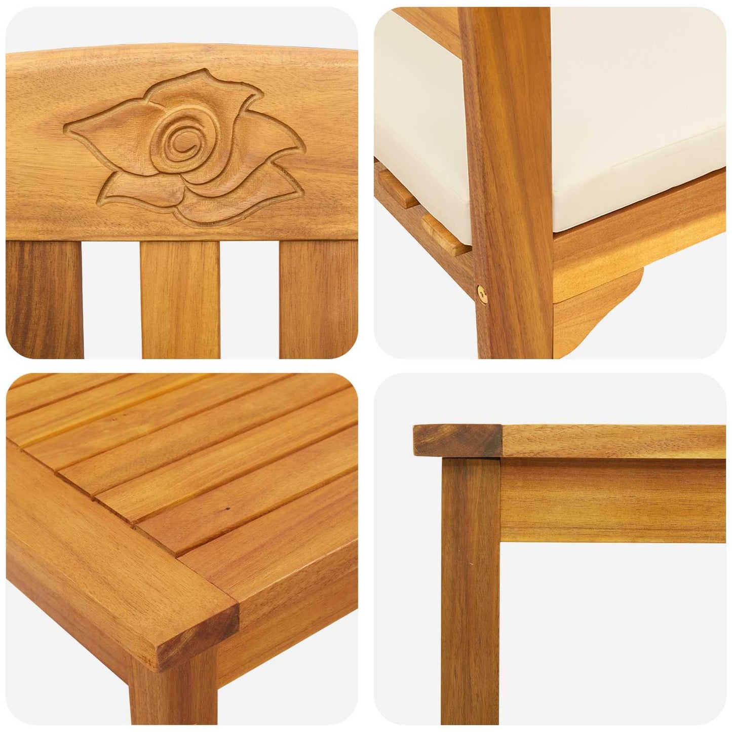 vidaXL Gartenrosen-Lounge-Set 3 pcs Natur Massivholz Akazie