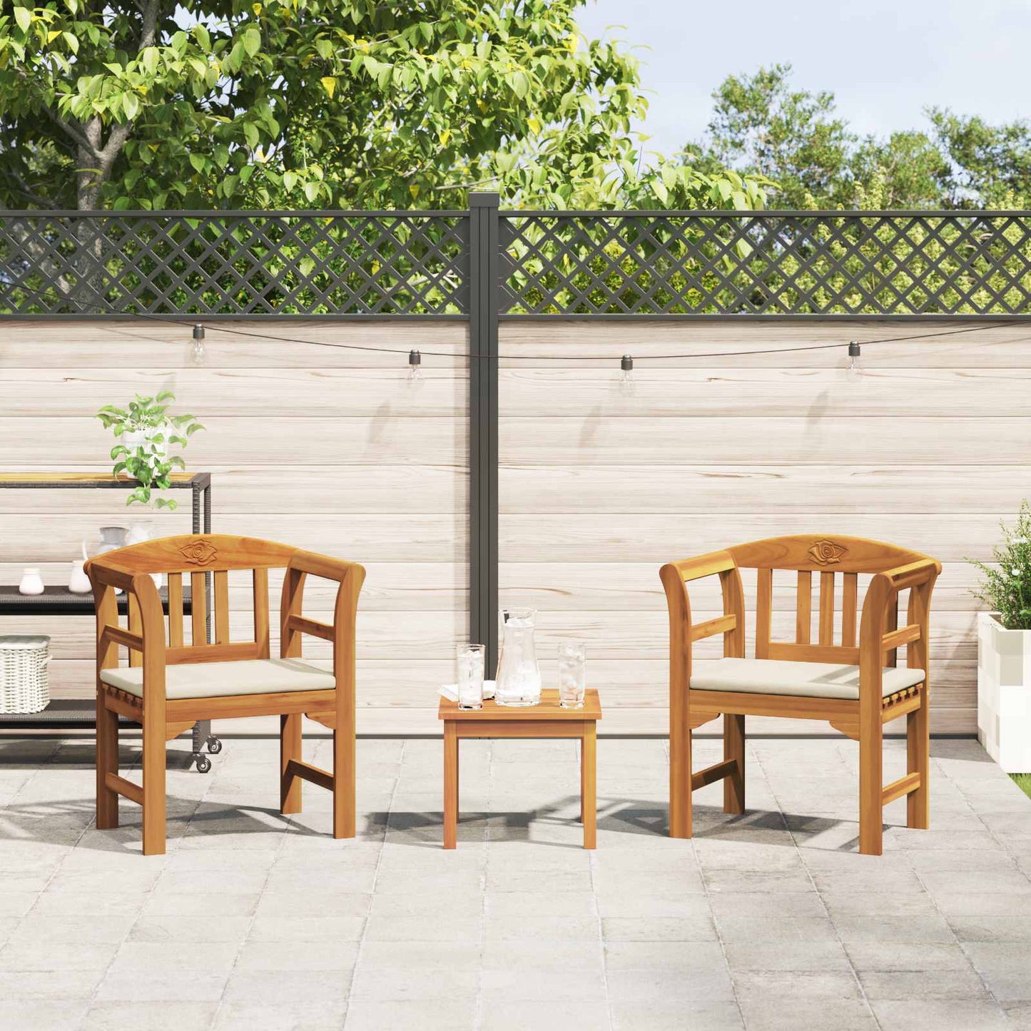 vidaXL Gartenrosen-Lounge-Set 3 pcs Natur Massivholz Akazie