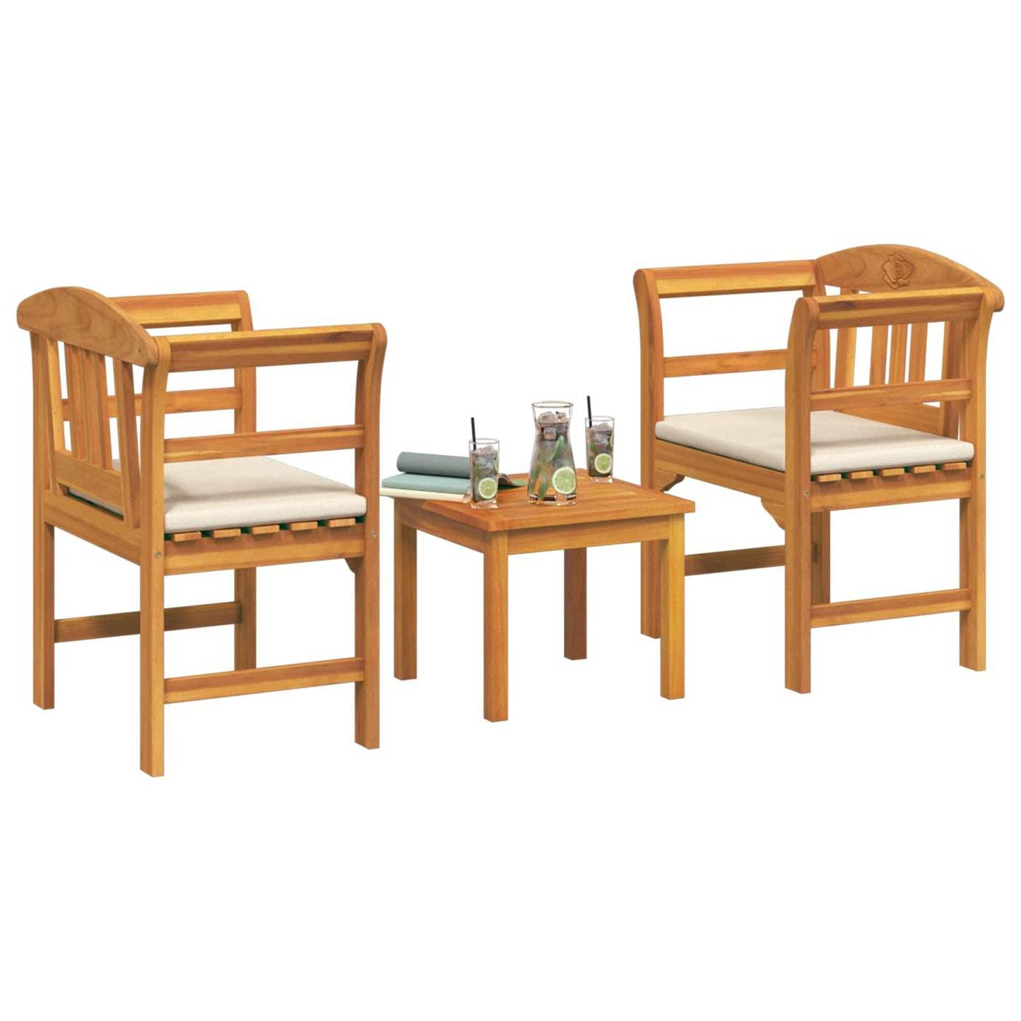 vidaXL Gartenrosen-Lounge-Set 3 pcs Natur Massivholz Akazie