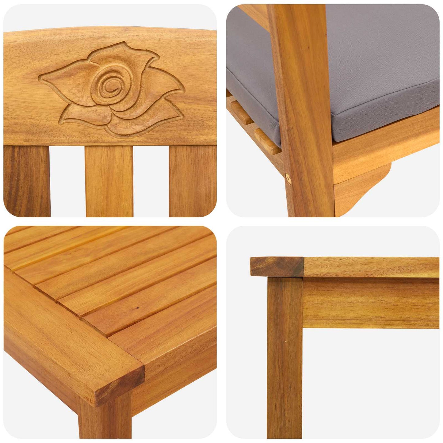 vidaXL Gartenrosen-Lounge-Set 3 pcs Natur Massivholz Akazie