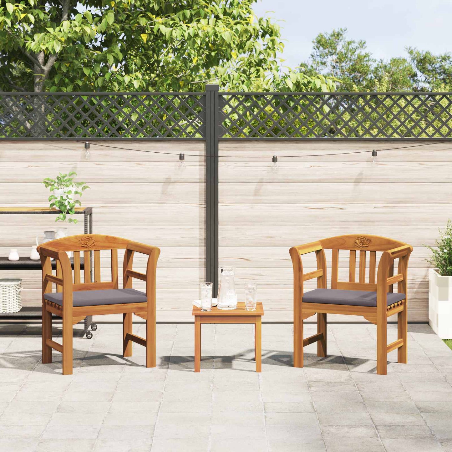 vidaXL Gartenrosen-Lounge-Set 3 pcs Natur Massivholz Akazie