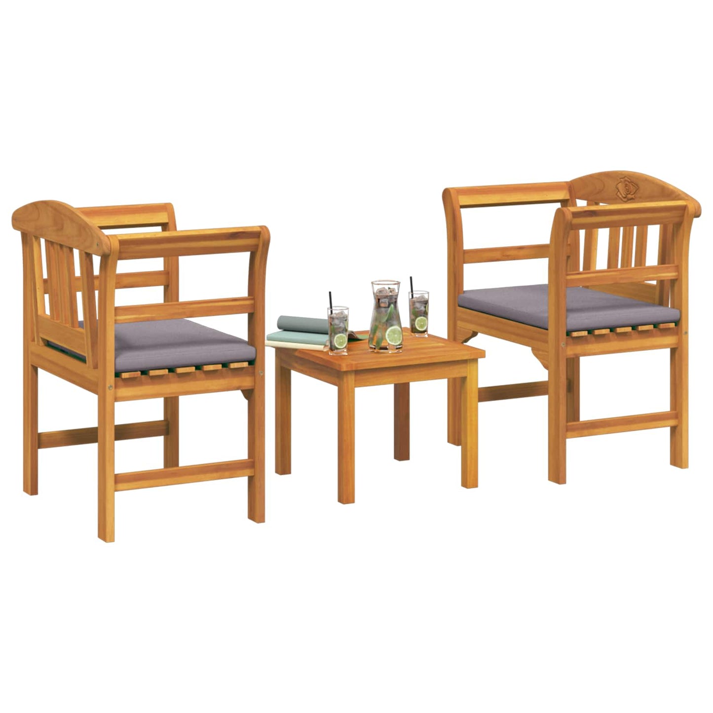 vidaXL Gartenrosen-Lounge-Set 3 pcs Natur Massivholz Akazie