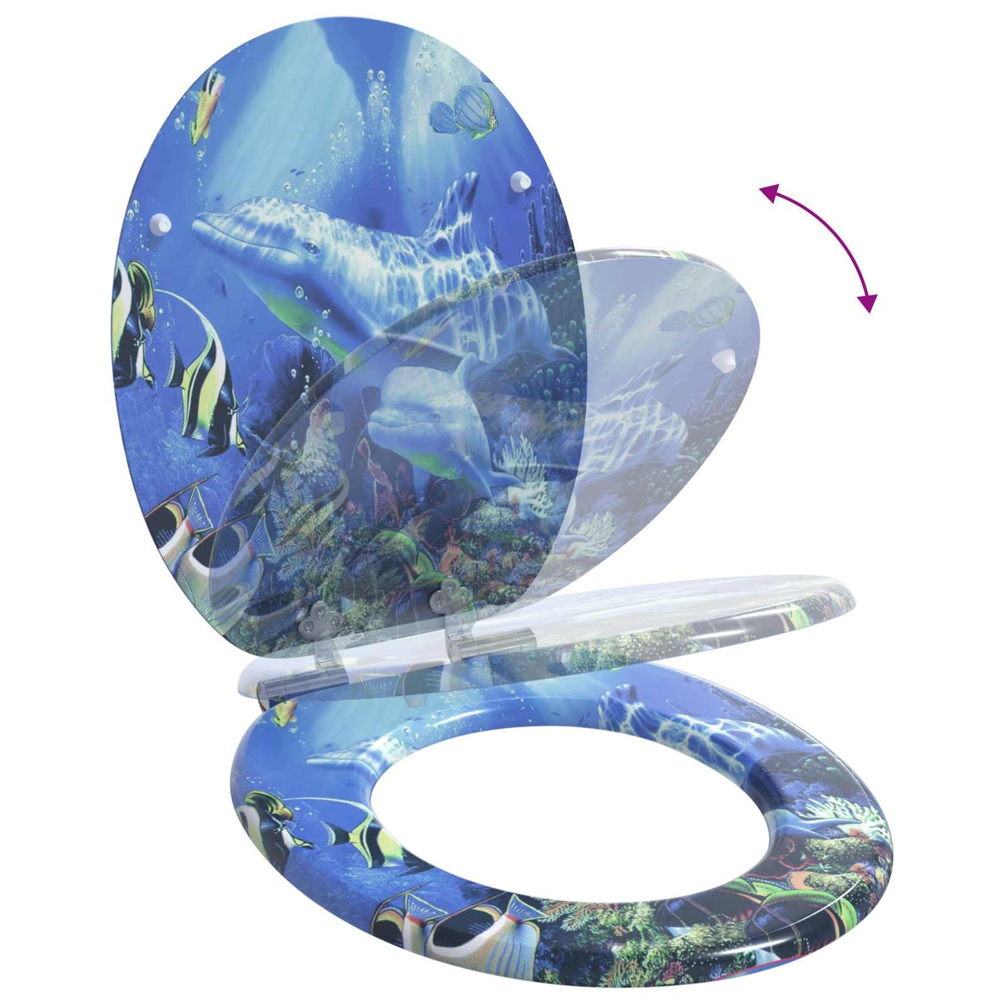 Soft-Close Toilettensitz Blau 44 x 38 cm MDF-Platte