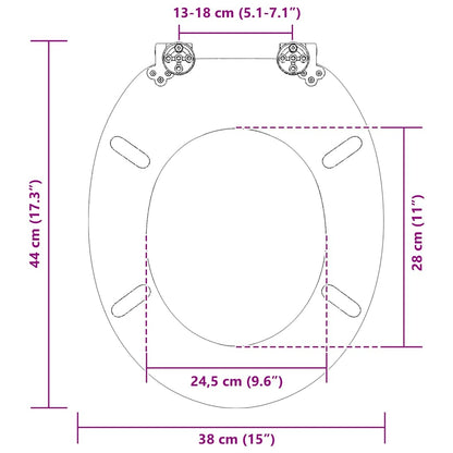 Soft-Close Toilettensitz Mehrfarbig 44 x 38 cm MDF-Platte