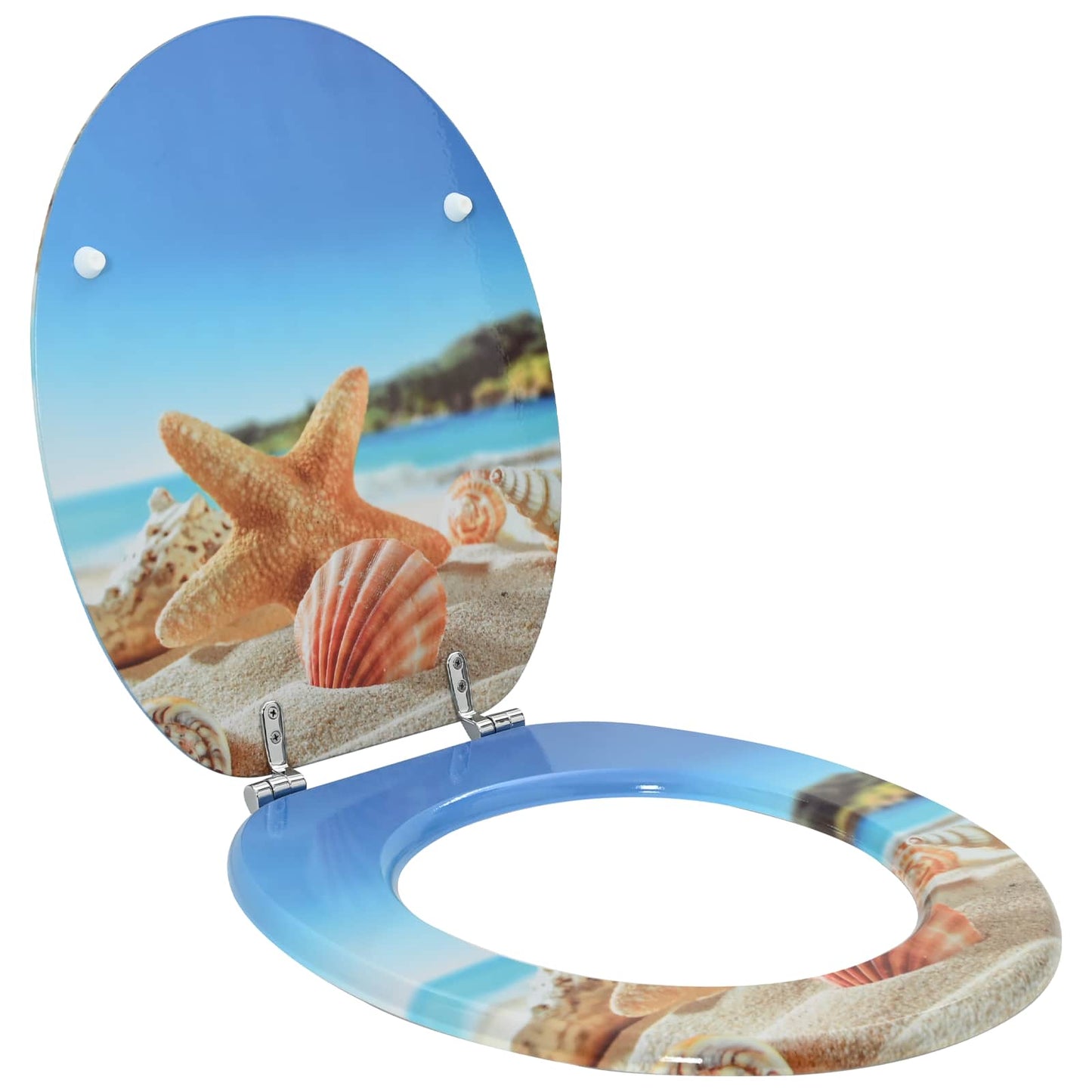 Soft-Close Toilettensitz Himmelblau 44 x 38 cm MDF-Platte