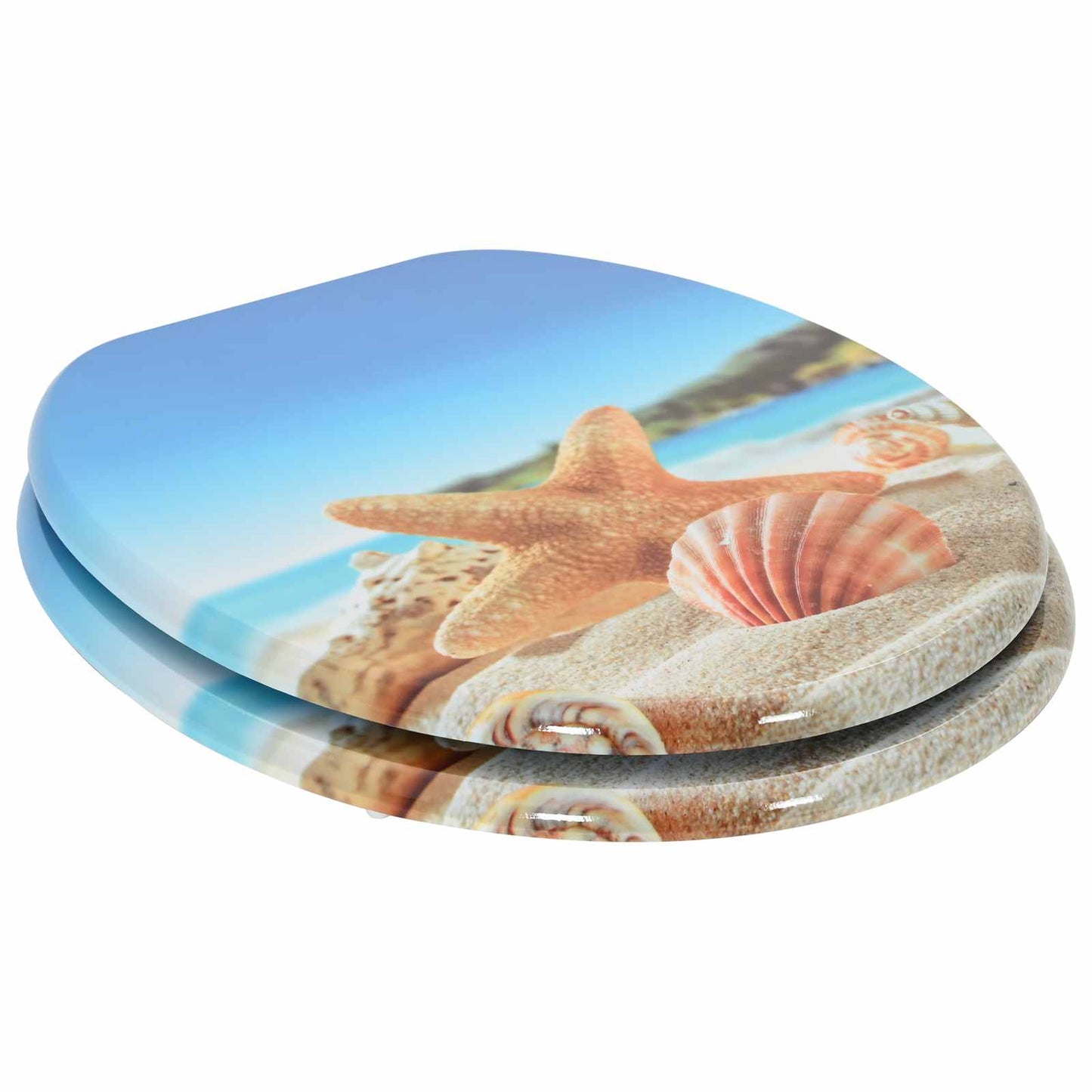 Soft-Close Toilettensitz Himmelblau 44 x 38 cm MDF-Platte