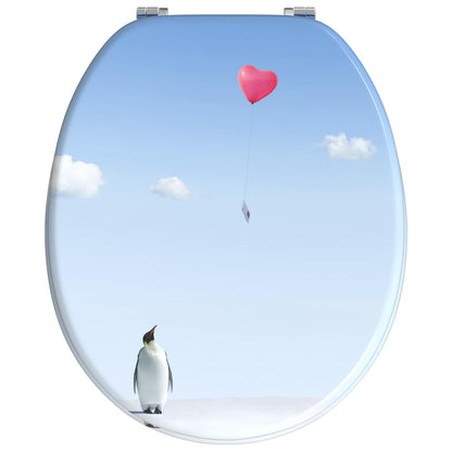 Soft-Close Toilettensitz Blau 44 x 38 cm MDF-Platte