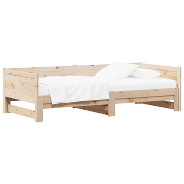 vidaXL Ausziehbares Tagesbett Natur 180 x 200 cm Massives Kiefernholz