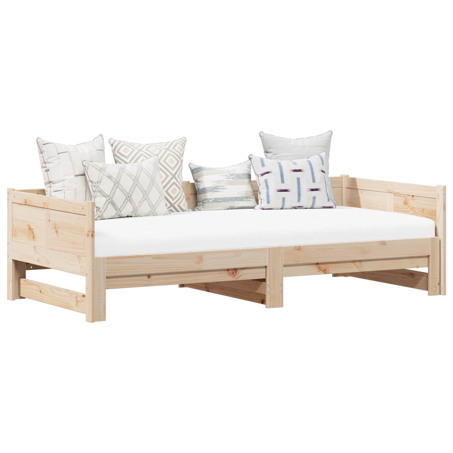 vidaXL Ausziehbares Tagesbett Natur 180 x 200 cm Massives Kiefernholz
