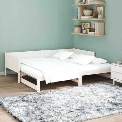 vidaXL Ausziehbares Tagesbett Weiß 180 x 200 cm Massives Kiefernholz