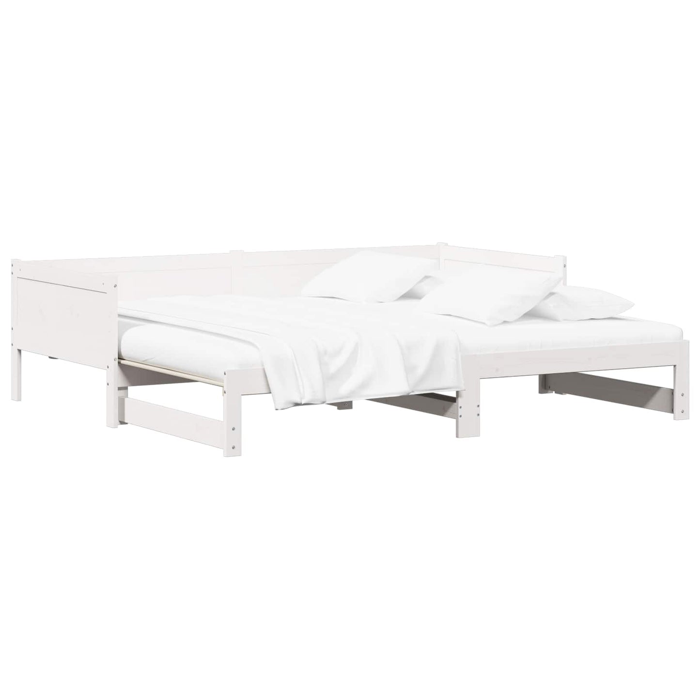 vidaXL Ausziehbares Tagesbett Weiß 180 x 200 cm Massives Kiefernholz