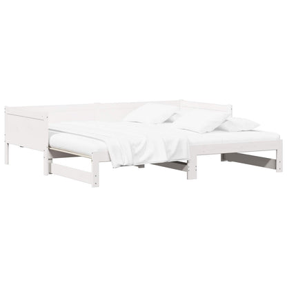 vidaXL Ausziehbares Tagesbett Weiß 180 x 200 cm Massives Kiefernholz