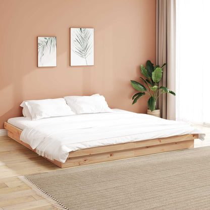 vidaXL Bettrahmen Natur 200 x 200 cm Massives Kiefernholz