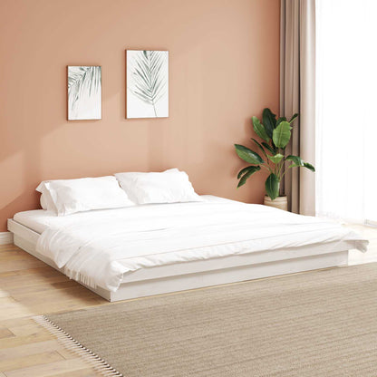 vidaXL Bettrahmen Weiß 200 x 200 cm Massives Kiefernholz