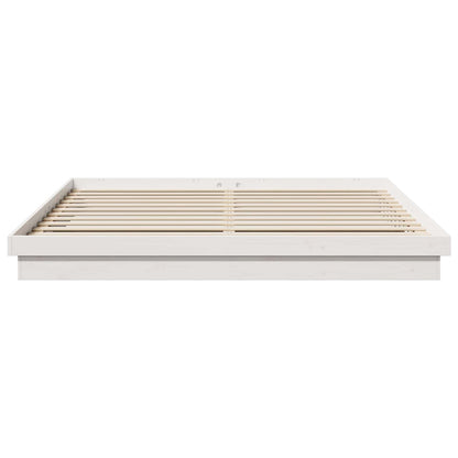 vidaXL Bettrahmen Weiß 200 x 200 cm Massives Kiefernholz