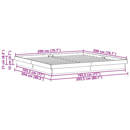 vidaXL Bettrahmen Weiß 200 x 200 cm Massives Kiefernholz