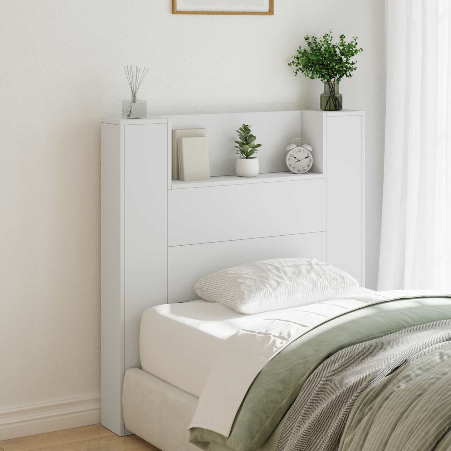 vidaXL Kopfteil mit Regal Weiß 100 x 16,5 x 103,5 cm Holzwerkstoff