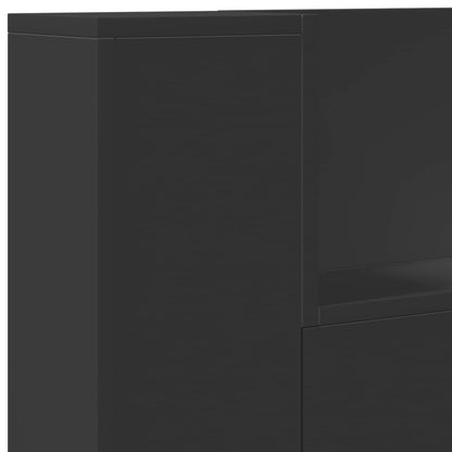 vidaXL Kopfteil mit Regal Schwarz 100 x 16,5 x 103,5 cm Holzwerkstoff