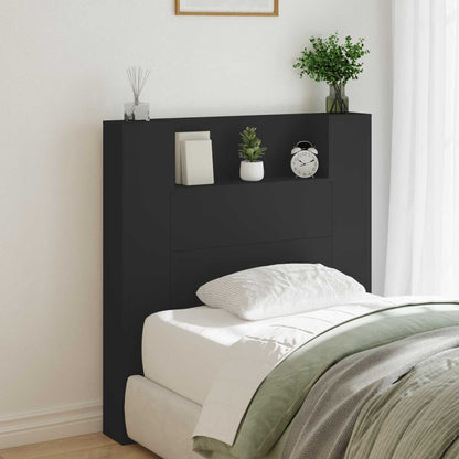 vidaXL Kopfteil mit Regal Schwarz 100 x 16,5 x 103,5 cm Holzwerkstoff