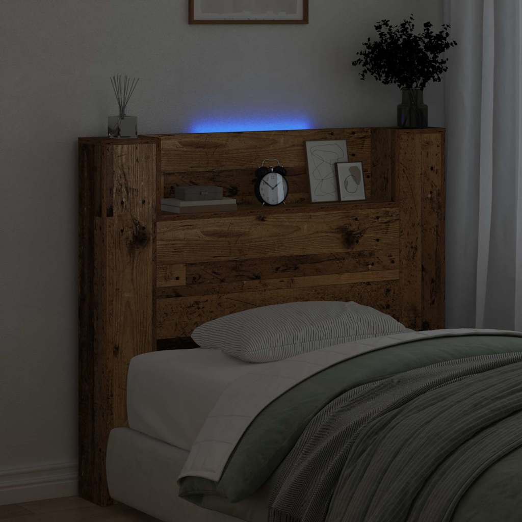 vidaXL Kopfteil mit Regal Altholz 120 x 15 x 103,5 cm Holzwerkstoff