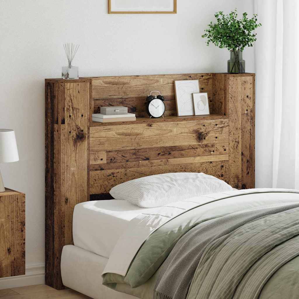 vidaXL Kopfteil mit Regal Altholz 120 x 15 x 103,5 cm Holzwerkstoff