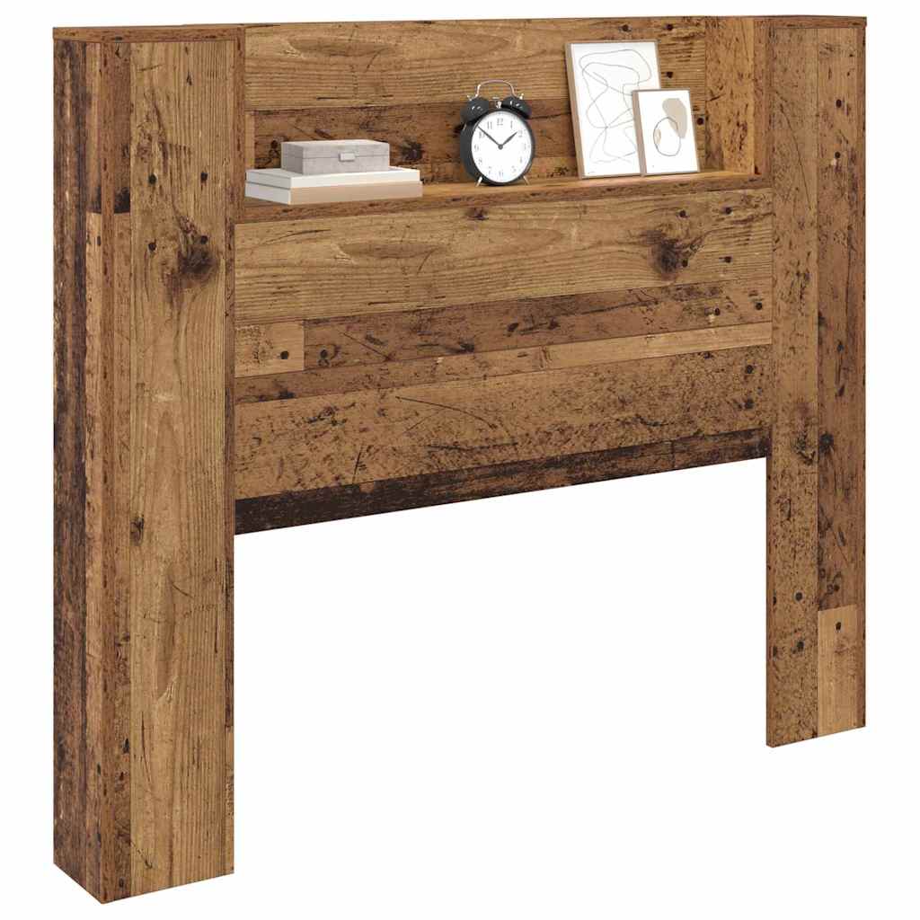 vidaXL Kopfteil mit Regal Altholz 120 x 15 x 103,5 cm Holzwerkstoff