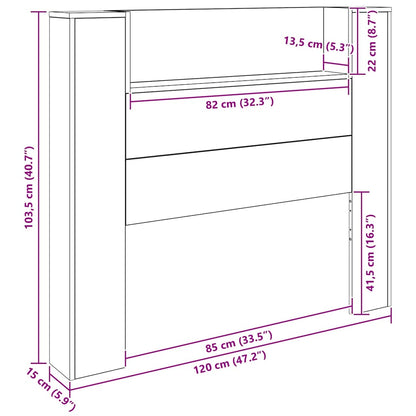 vidaXL Kopfteil mit Regal Altholz 120 x 15 x 103,5 cm Holzwerkstoff