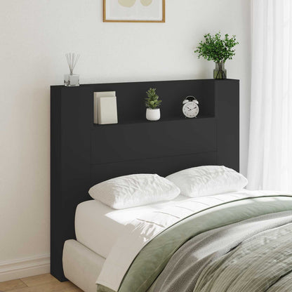 vidaXL Kopfteil mit Regal Schwarz 120 x 16,5 x 103,5 cm Holzwerkstoff