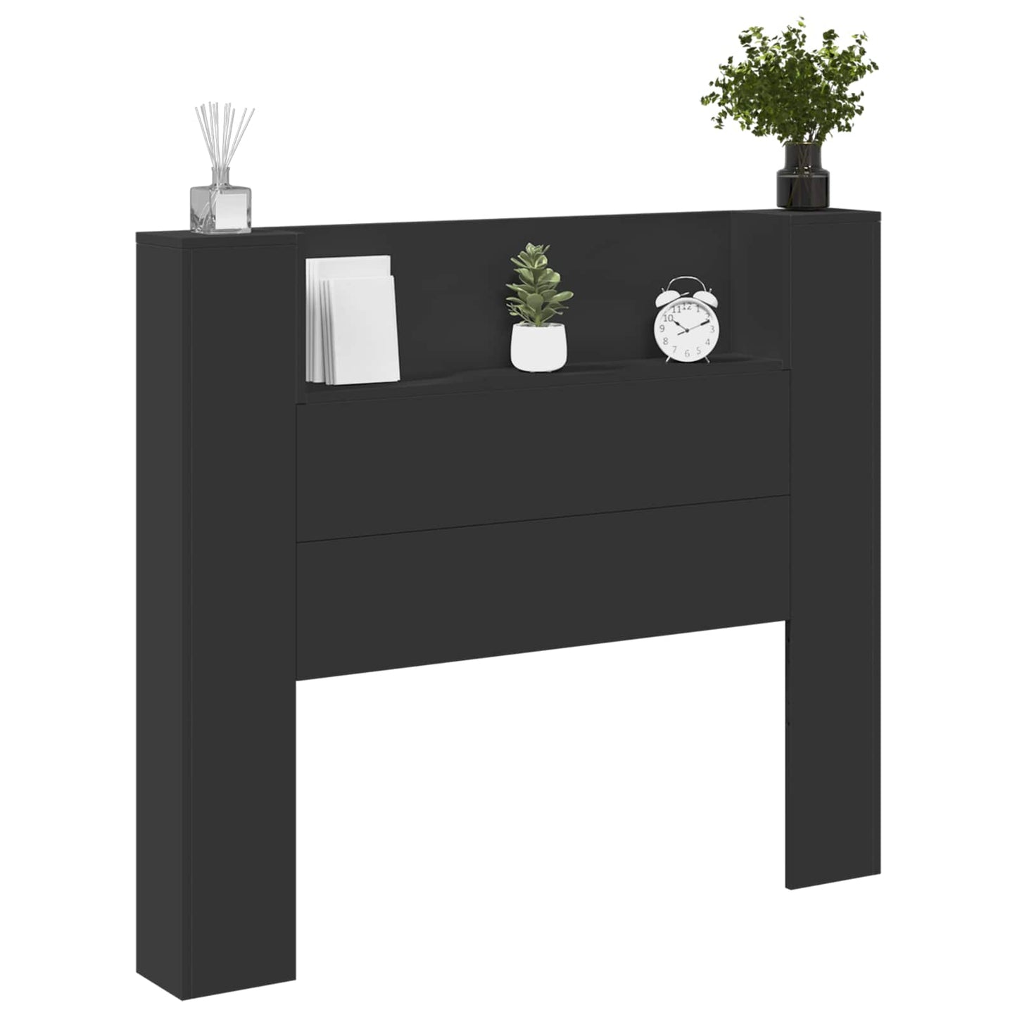 vidaXL Kopfteil mit Regal Schwarz 120 x 16,5 x 103,5 cm Holzwerkstoff