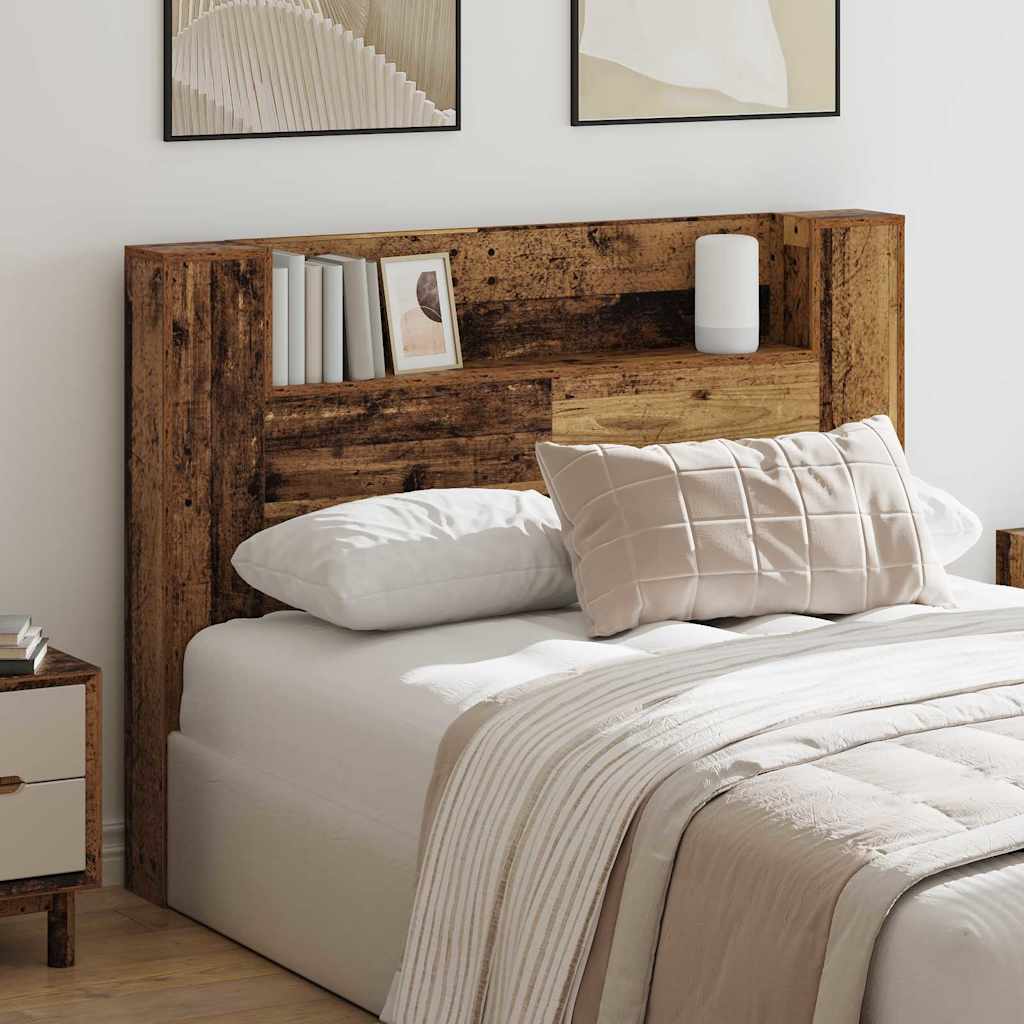 vidaXL Kopfteil mit Regal Altholz 140 x 17 x 104,5 cm Holzwerkstoff