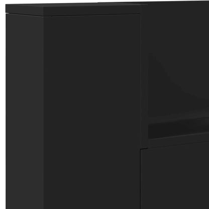 vidaXL Kopfteil mit Regal Schwarz 140 x 16,5 x 103,5 cm Holzwerkstoff
