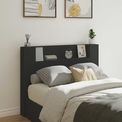 vidaXL Kopfteil mit Regal Schwarz 140 x 16,5 x 103,5 cm Holzwerkstoff