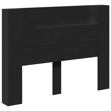 vidaXL Kopfteil mit Regal Schwarz 140 x 16,5 x 103,5 cm Holzwerkstoff