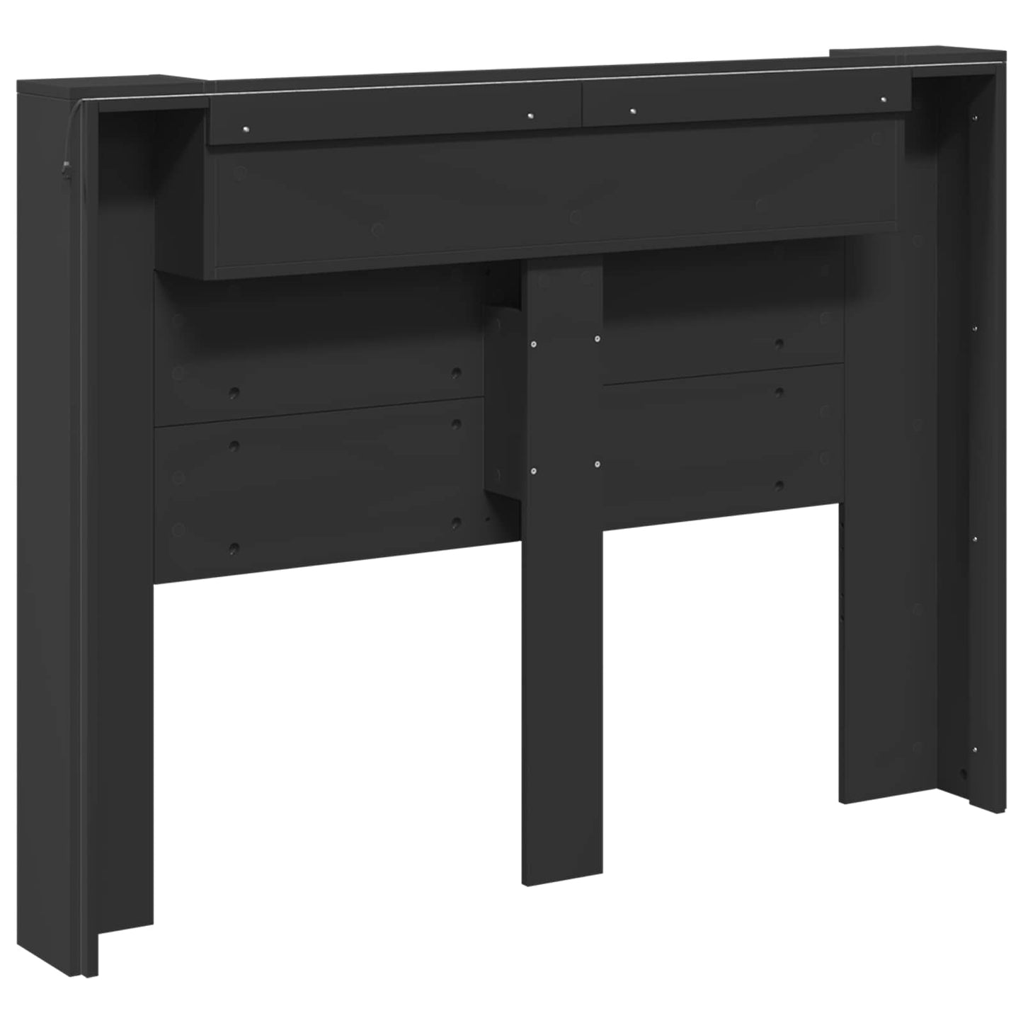 vidaXL Kopfteil mit Regal Schwarz 140 x 16,5 x 103,5 cm Holzwerkstoff