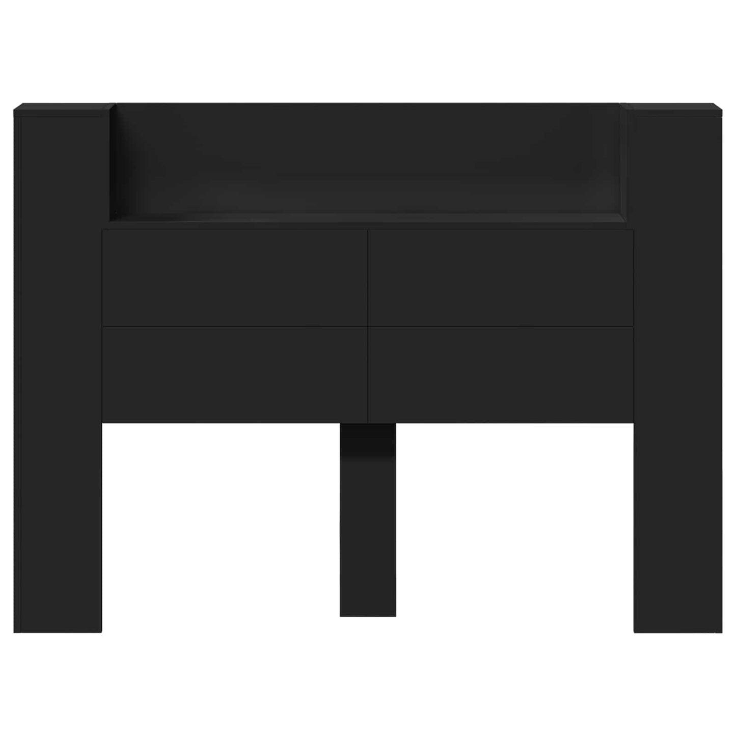 vidaXL Kopfteil mit Regal Schwarz 140 x 16,5 x 103,5 cm Holzwerkstoff