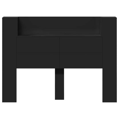 vidaXL Kopfteil mit Regal Schwarz 140 x 16,5 x 103,5 cm Holzwerkstoff